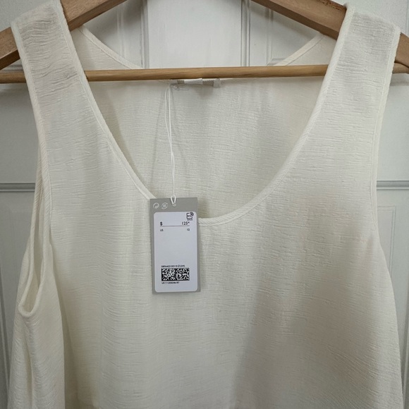 COS PLISSE COTTON LAYERED SLEEVELESS WHITE DRESS SIZE 12 - Picture 3 of 4